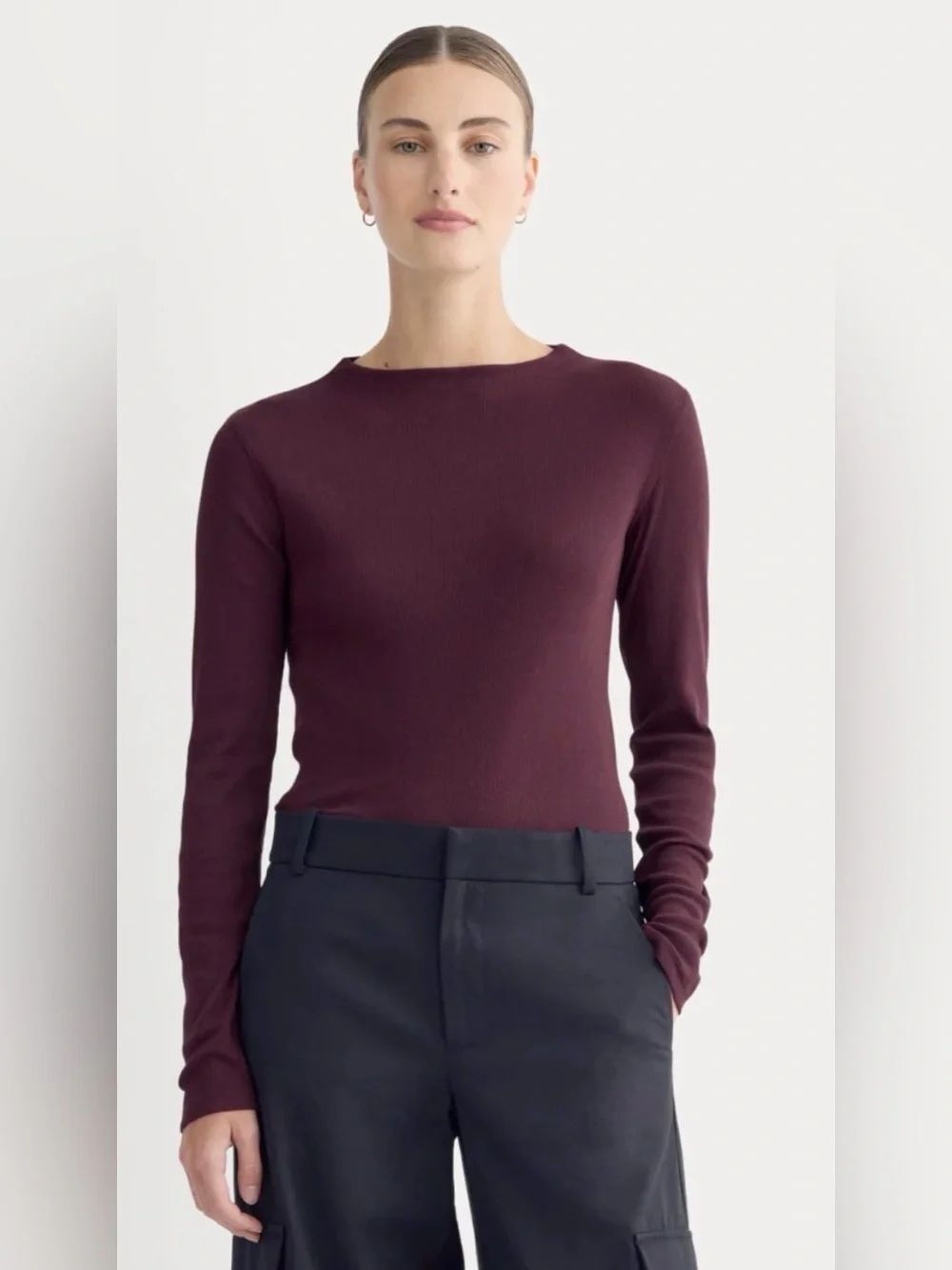 Everlane THE LUXE RIB FUNNEL-NECK TEE Heathered Port Royal M Polished Clean Girl